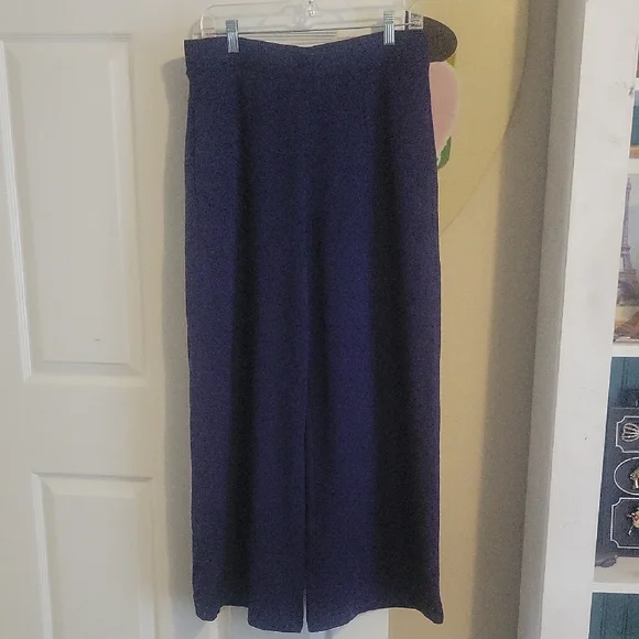 Lou & Grey SzLg Navy Wide-Leg Flowy Trousers with pockets - Picture 1 of 4